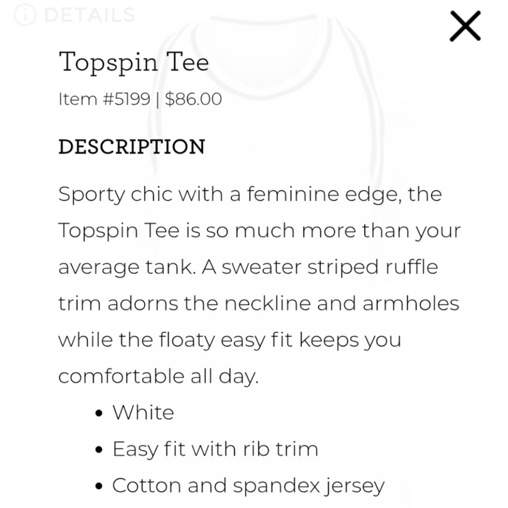 CAbi TopSpin white sleeveless tee size L - Picture 4 of 4